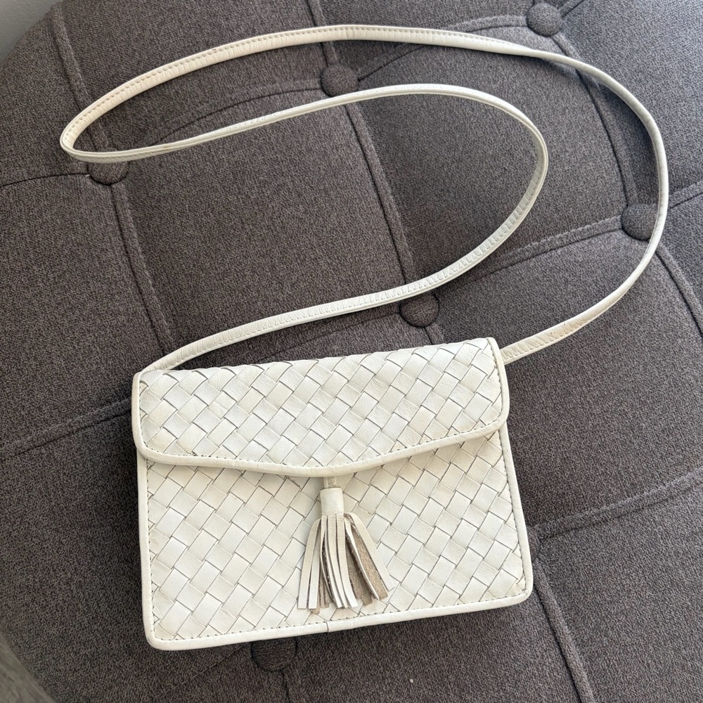 Aspects Woven Leather Crossbody Bag.